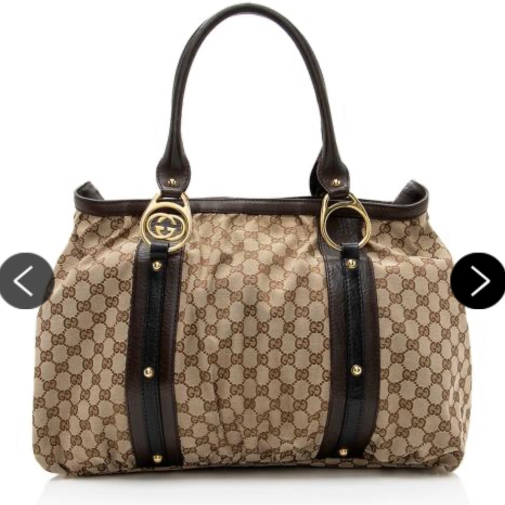 Gucci interlocking tote bag duffle medium large brown travel canvas d - Picture 3 of 14